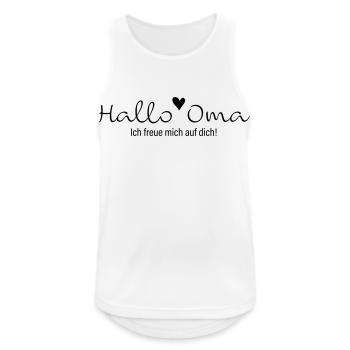 Hallo Oma, ich freue mich auf dich - Männer Tank Top atmungsaktiv - Weiß - Vorne - Nick (188cm)