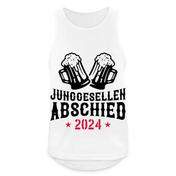 Junggesellen Abschied 2024 - Männer Tank Top atmungsaktiv - Weiß - Vorne - Nick (188cm)