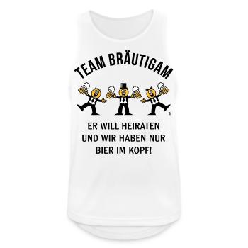 Team Bräutigam (Karikatur / Bier Im Kopf / 3C / B) - Männer Tank Top atmungsaktiv - Weiß - Vorne - Nick (188cm)