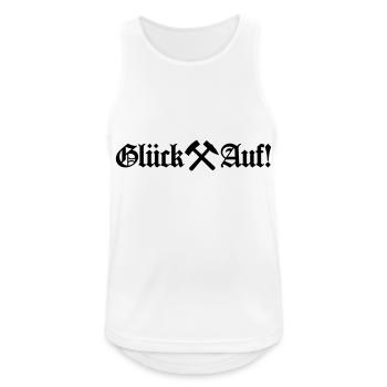 Farbe änderbar Glueck auf Glück Auf! Schriftzug - Männer Tank Top atmungsaktiv - Weiß - Vorne - Nick (188cm)