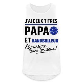 2 titres papa et handballeur,Handball,Sport - Débardeur respirant Homme - blanc - Devant - Nick (188cm)