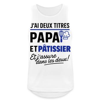 2 titres papa et pâtissier cadeau fête des pères - Débardeur respirant Homme - blanc - Devant - Nick (188cm)