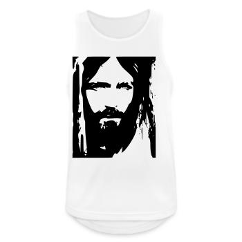 Jesus Silhouette Christian Faith Minimal Shirt - Men's Breathable Tank Top - white - Front - Nick (188cm)