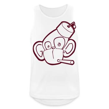 Affe mit Zigarette (Kontur) - Männer Tank Top atmungsaktiv - Weiß - Vorne - Nick (188cm)