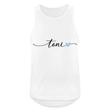 Toni Name Calligraphie Police - Débardeur respirant Homme - blanc - Devant - Nick (188cm)