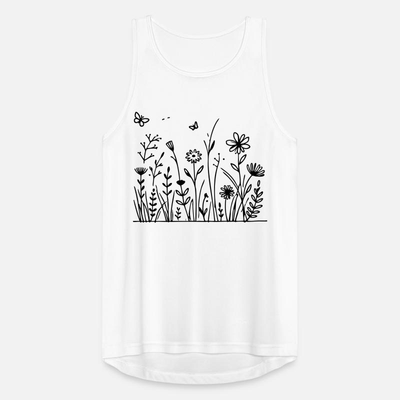 Prairie fleurie avec papillon Débardeur respirant Homme