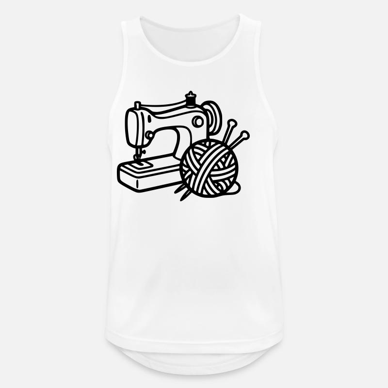 Sewing Machine Wool Knitting Sewing Handmade - Men's Breathable Tank Top - white