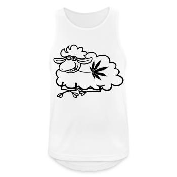 Schaf Hanf liegend - Männer Tank Top atmungsaktiv - Weiß - Vorne - Nick (188cm)