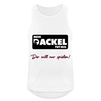 Mein Dackel tut nix. Der will nur spielen - Männer Tank Top atmungsaktiv - Weiß - Vorne - Nick (188cm)