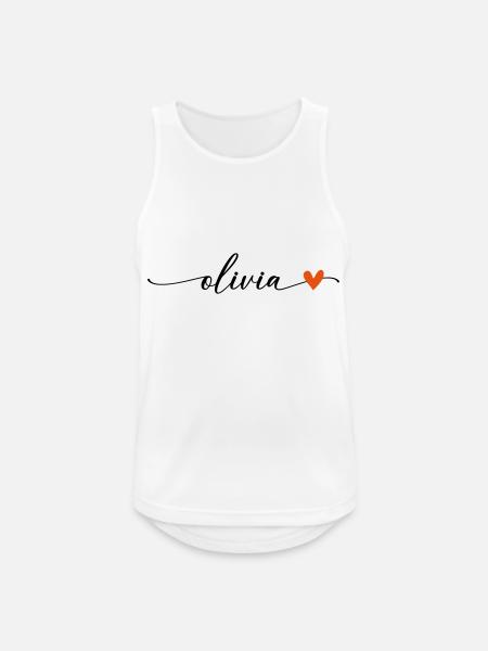 Olivia Navn Kalligrafi Skrifttype - Herre tanktop åndbar - hvid