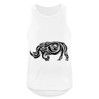 Rhino Tribal Tattoo - Men's Breathable Tank Top - white - Front - Nick (188cm)