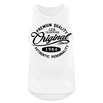 Origine Depuis 1984 Handwriting Qualité Premium - Débardeur respirant Homme - blanc - Devant - Nick (188cm)