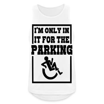 Je suis en fauteuil roulant pour les places de parking # - Débardeur respirant Homme - blanc - Devant - Nick (188cm)