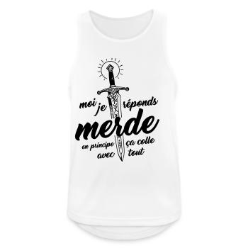 I answer Shit, in principle it fits with everything - Men's Breathable Tank Top - white - Front - Nick (188cm)