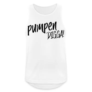 pumpen DIGGA – Kraftsport Fitnessstudio Fitte - Männer Tank Top atmungsaktiv - Weiß - Vorne - Nick (188cm)