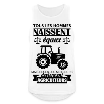 Tous les hommes naissent égaux agriculteur - Débardeur respirant Homme - blanc - Devant - Nick (188cm)