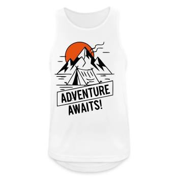 Berge Zelt Adventure Awaits - Männer Tank Top atmungsaktiv - Weiß - Vorne - Nick (188cm)