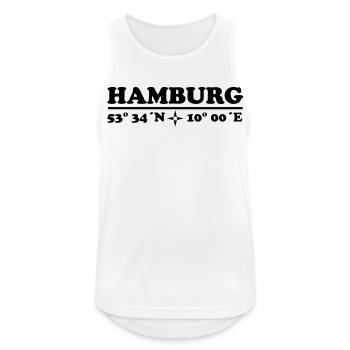 Coordonne Hambourg 1c Longitude Latitude - Débardeur respirant Homme - blanc - Devant - Nick (188cm)
