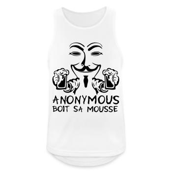 anonymous boit mousse biere alcool humou - Débardeur respirant Homme - blanc - Devant - Nick (188cm)