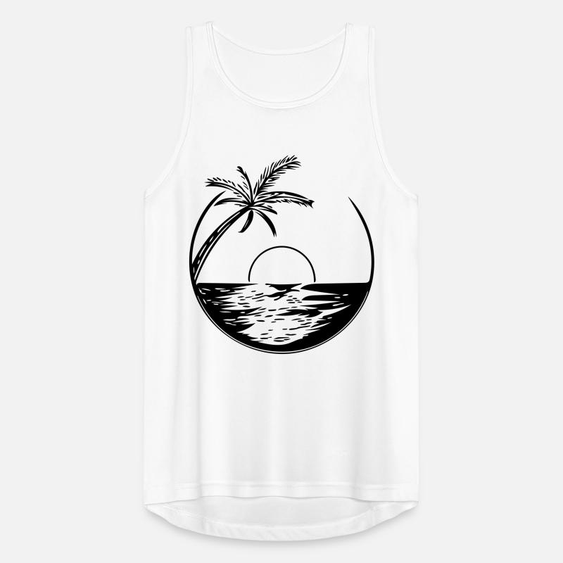 Sunset with palm tree - Vector Style Men's Breathable Tank Top