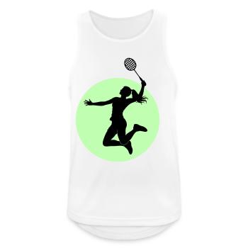 Silhouette du joueur de badminton – Puissance écrasante - Débardeur respirant Homme - blanc - Devant - Nick (188cm)