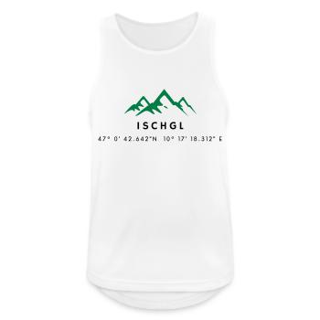 Minimalistisches Ischgl-Logo - Männer Tank Top atmungsaktiv - Weiß - Vorne - Nick (188cm)