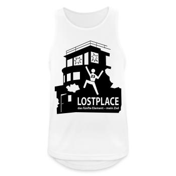 LOSTPLACE - Männer Tank Top atmungsaktiv - Weiß - Vorne - Nick (188cm)