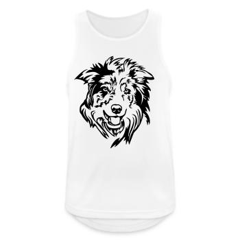 Tête de Border Collie - Débardeur respirant Homme - blanc - Devant - Nick (188cm)