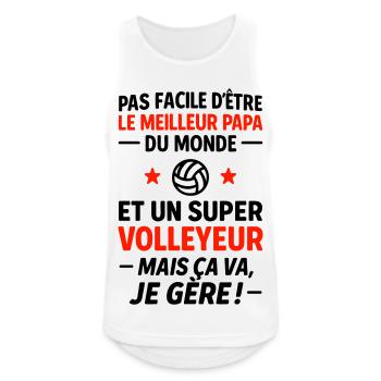 Volleyball – Super Papa Volleyeur - Débardeur respirant Homme - blanc - Devant - Nick (188cm)
