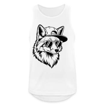 Cooler Fuchs mit Cap und Sonnenbrille - Männer Tank Top atmungsaktiv - Weiß - Vorne - Nick (188cm)
