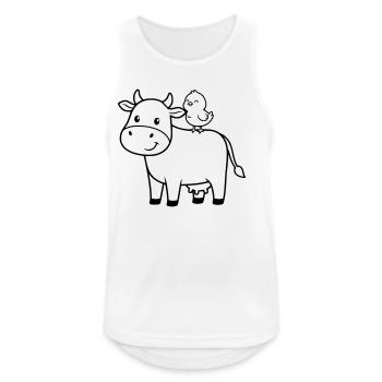 Cute Cow with Bird Friendship - Men's Breathable Tank Top - white - Front - Nick (188cm)