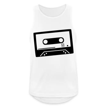 Kassette - Tape - Männer Tank Top atmungsaktiv - Weiß - Vorne - Nick (188cm)