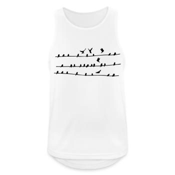 Vögel auf Stromleitungen - Männer Tank Top atmungsaktiv - Weiß - Vorne - Nick (188cm)