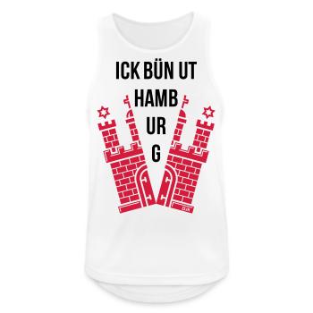 Ick Bün Ut Hamburg (Plattdeutsch / Wappen) - Männer Tank Top atmungsaktiv - Weiß - Vorne - Nick (188cm)