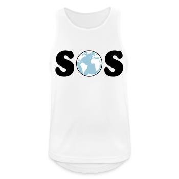 SOS – Earth Day / Klimawandel (B / 3C / SVG) - Männer Tank Top atmungsaktiv - Weiß - Vorne - Nick (188cm)