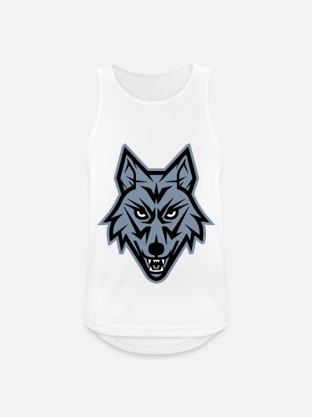 Wolf Symbol Portait Logo - Men's Breathable Tank Top - white