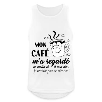 Boire son café du matin ! la tête dans le cul - Débardeur respirant Homme - blanc - Devant - Nick (188cm)