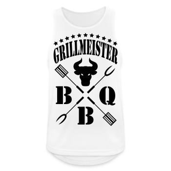 Grillmeister - Männer Tank Top atmungsaktiv - Weiß - Vorne - Nick (188cm)
