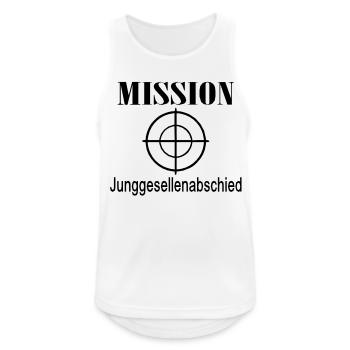 Junggesellenabschied: Mission (1f) - Männer Tank Top atmungsaktiv - Weiß - Vorne - Nick (188cm)
