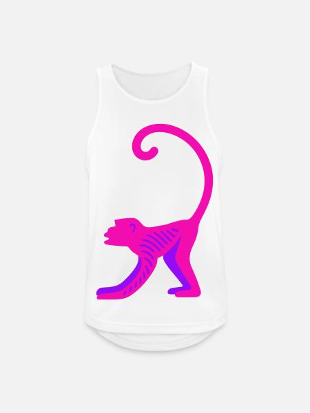 Neon Pink Monkey - Männer Tank Top atmungsaktiv - Weiß