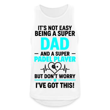 Heart + Padel – Super Dad Padel Player - Men's Breathable Tank Top - white - Front - Nick (188cm)
