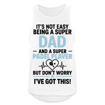 Heart + Padel – Super Dad Padel Player - Men's Breathable Tank Top - white - Front - Nick (188cm)