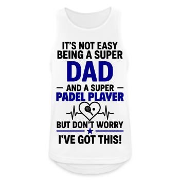 Cœur + Padel – Super Dad Padel Player - Débardeur respirant Homme - blanc - Devant - Nick (188cm)