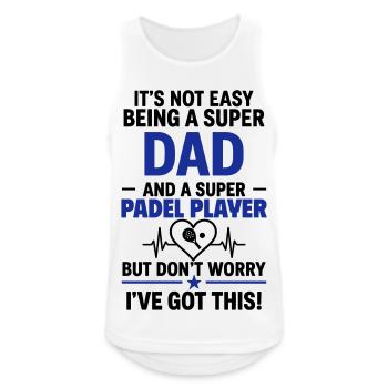 Heart + Padel – Super Dad Padel Player - Men's Breathable Tank Top - white - Front - Nick (188cm)