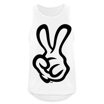 Victory Handzeichen (Linke Hand / 1C) - Männer Tank Top atmungsaktiv - Weiß - Vorne - Nick (188cm)