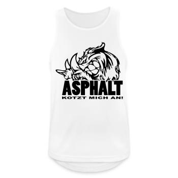 Wildschwein 2.0 "Asphalt kotzt mich an" - Männer Tank Top atmungsaktiv - Weiß - Vorne - Nick (188cm)