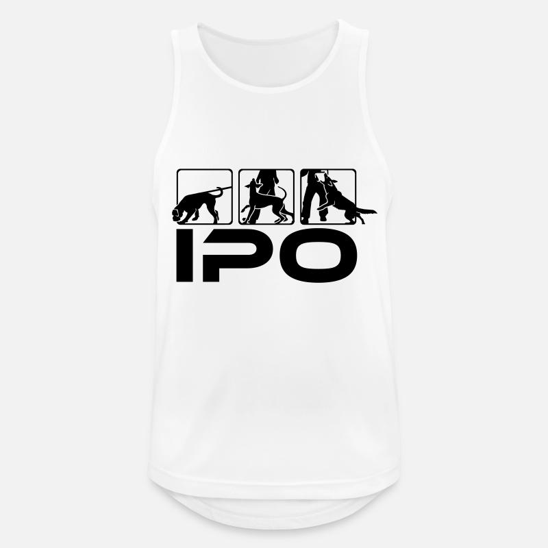 489 IPO Shepherd Doberman Boxer - Andningsaktiv tanktopp herr - vit