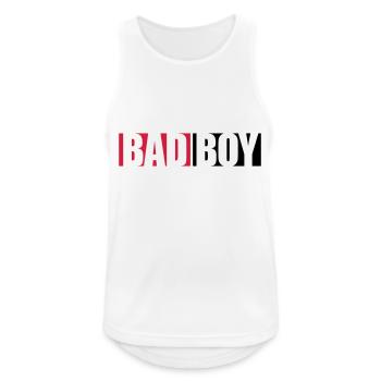 Text Bad Boy - Männer Tank Top atmungsaktiv - Weiß - Vorne - Nick (188cm)