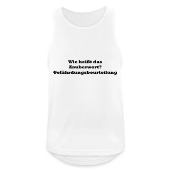 Wie heisst das Zauberwort? Gefährdungsbeurteilung - Männer Tank Top atmungsaktiv - Weiß - Vorne - Nick (188cm)