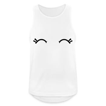 Jolis yeux joyeux de Kawaii avec des cils - Débardeur respirant Homme - blanc - Devant - Nick (188cm)